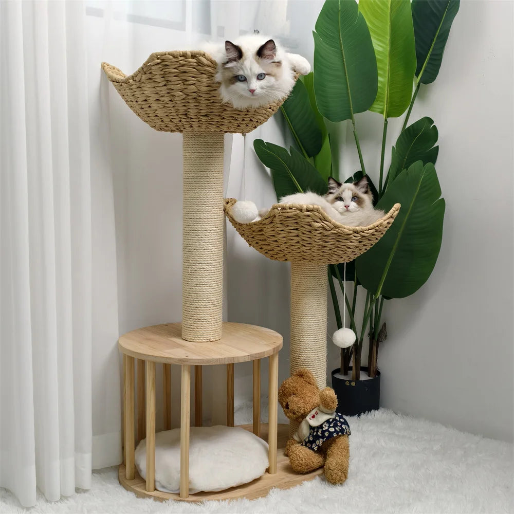 Premium 3-Tier Cat Tree with Scratching Posts and two Tower beds