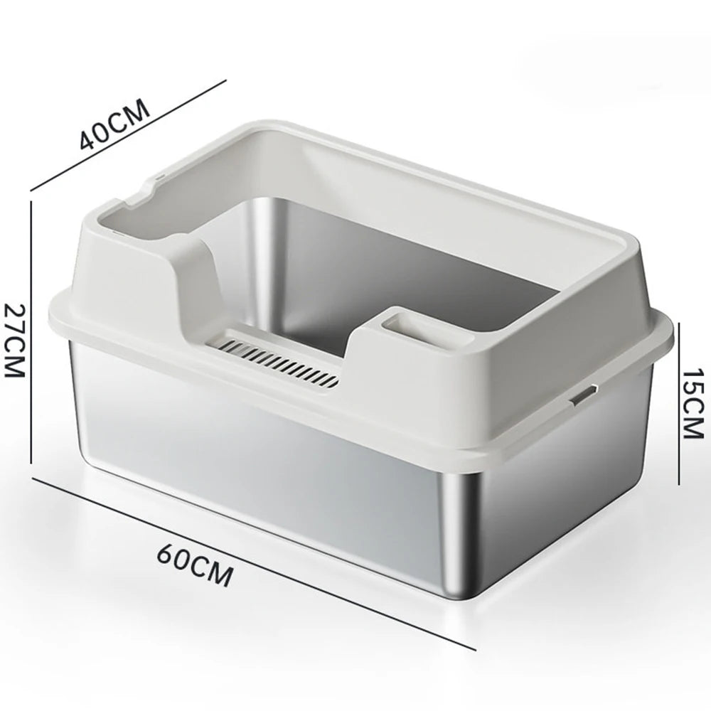 Stainless Steel no mess-Cat Litter Box with Lid and Scoop