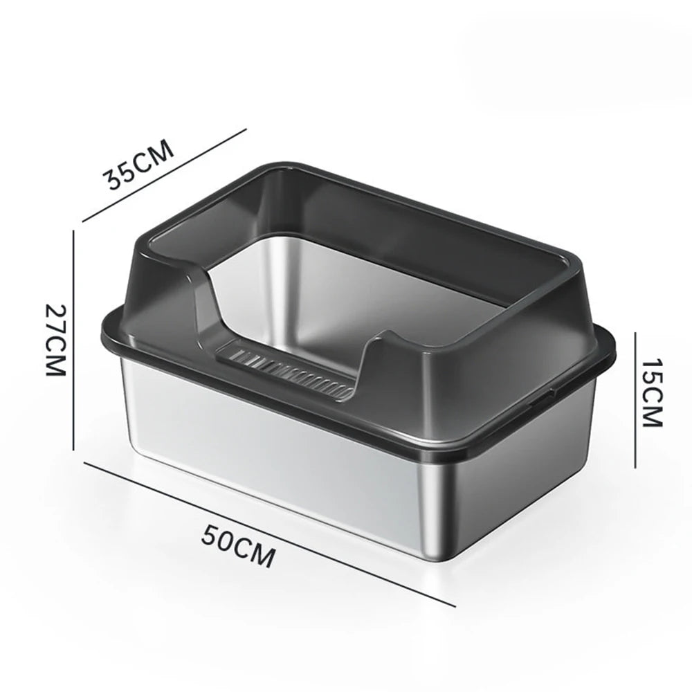 Stainless Steel no mess-Cat Litter Box with Lid and Scoop