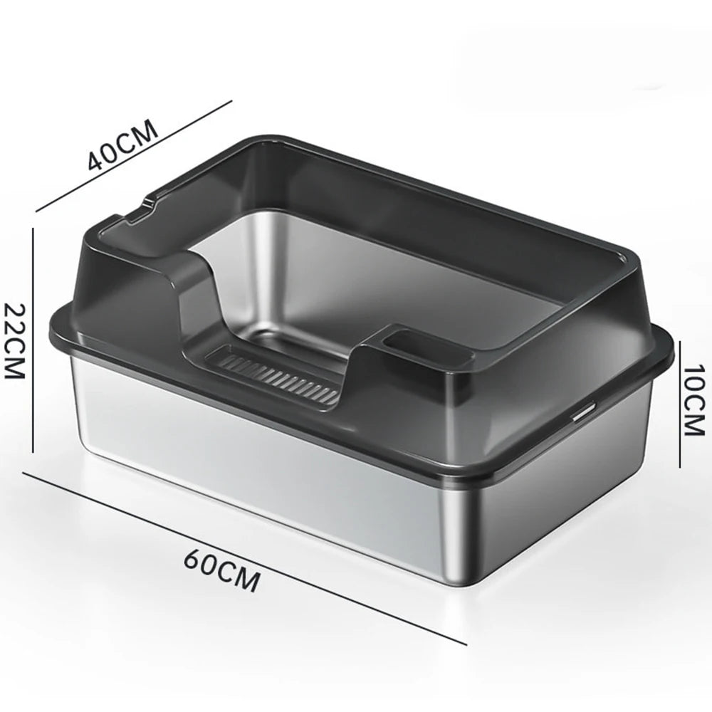 Stainless Steel no mess-Cat Litter Box with Lid and Scoop