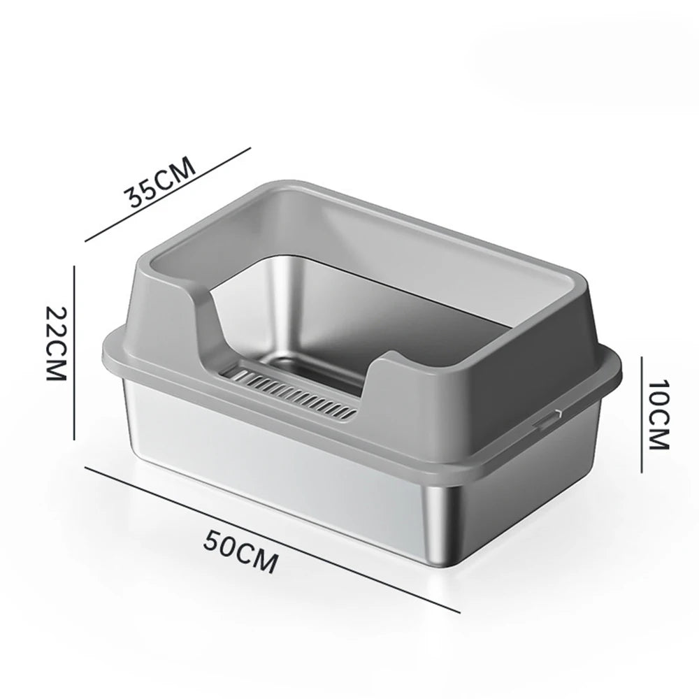 Stainless Steel no mess-Cat Litter Box with Lid and Scoop
