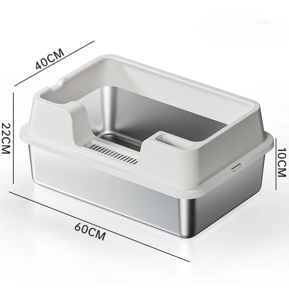 Stainless Steel no mess-Cat Litter Box with Lid and Scoop