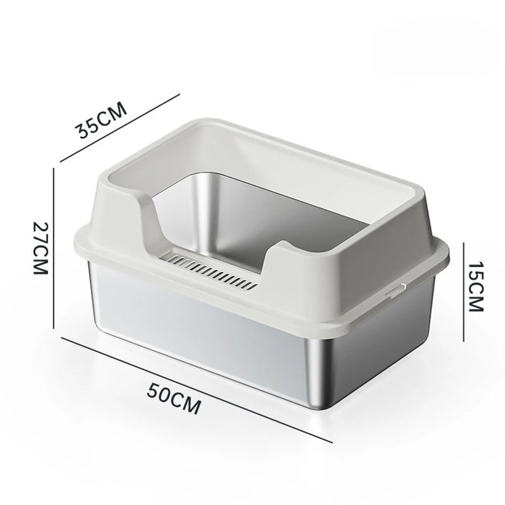 Stainless Steel no mess-Cat Litter Box with Lid and Scoop