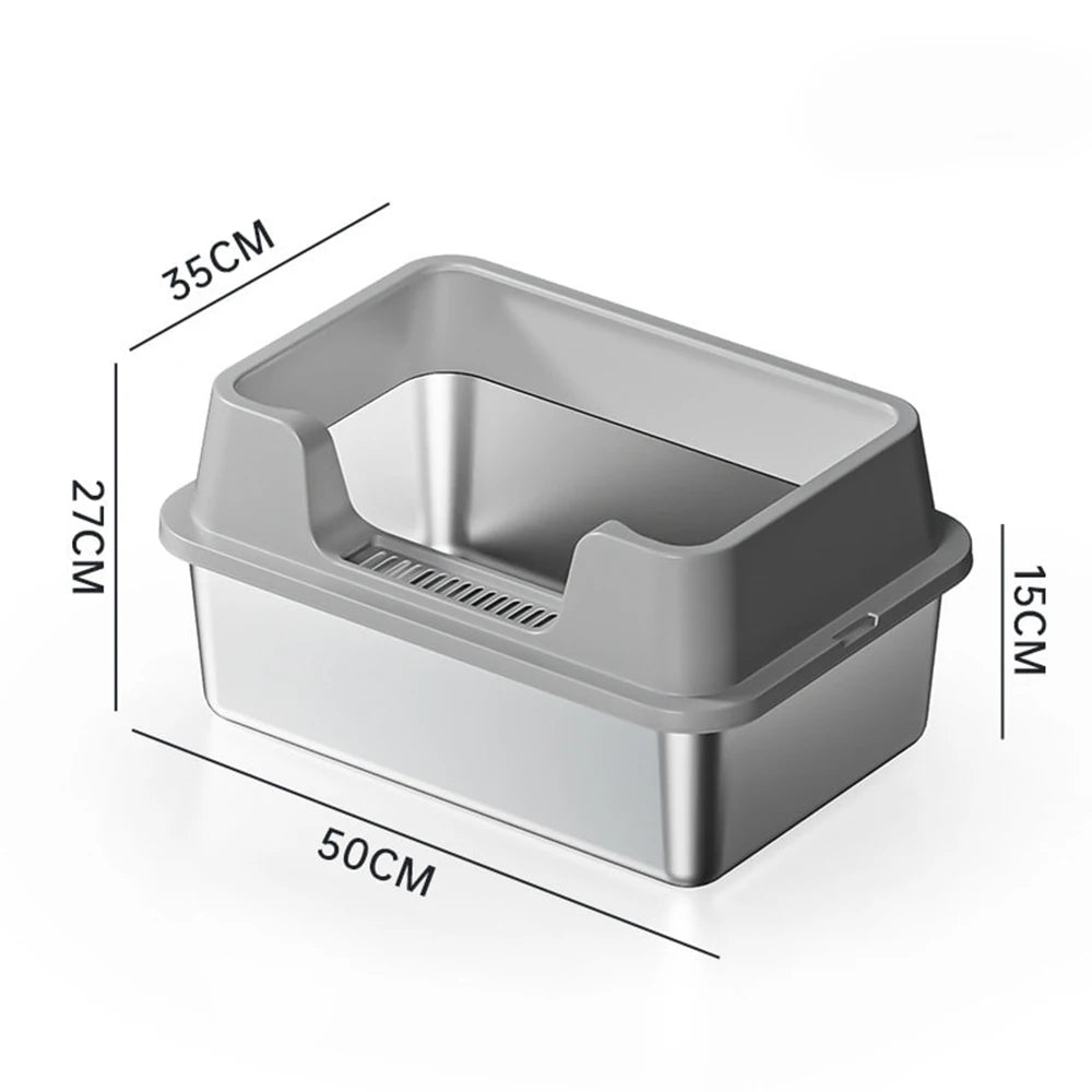 Stainless Steel no mess-Cat Litter Box with Lid and Scoop