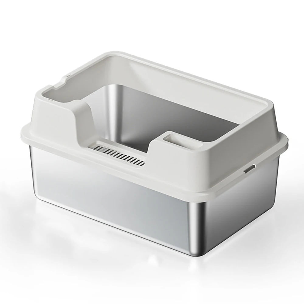 Stainless Steel no mess-Cat Litter Box with Lid and Scoop