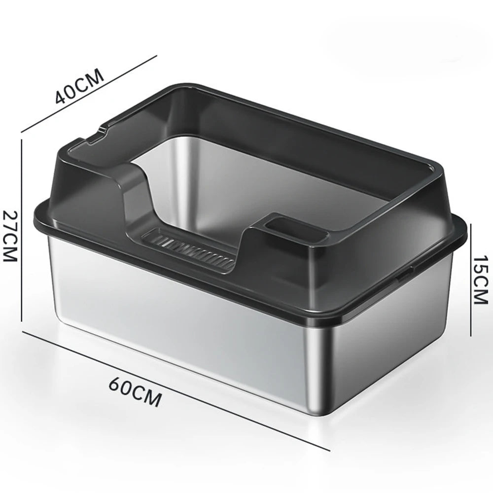 Stainless Steel no mess-Cat Litter Box with Lid and Scoop