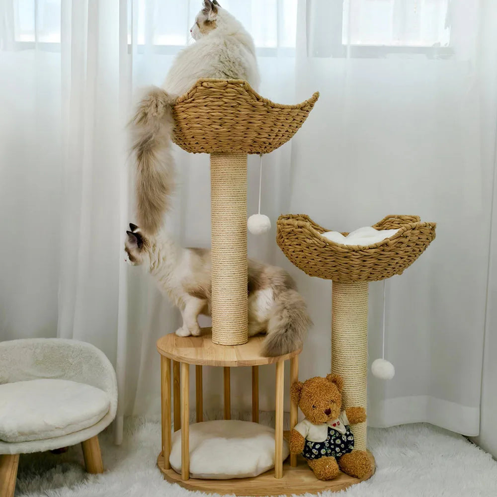 Premium 3-Tier Cat Tree with Scratching Posts and two Tower beds
