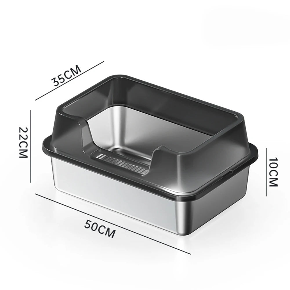 Stainless Steel no mess-Cat Litter Box with Lid and Scoop