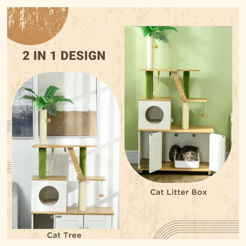 2-in-1 Oak Cat Cave withScratching Posts