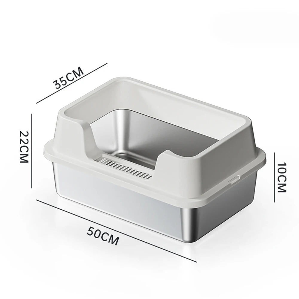 Stainless Steel no mess-Cat Litter Box with Lid and Scoop