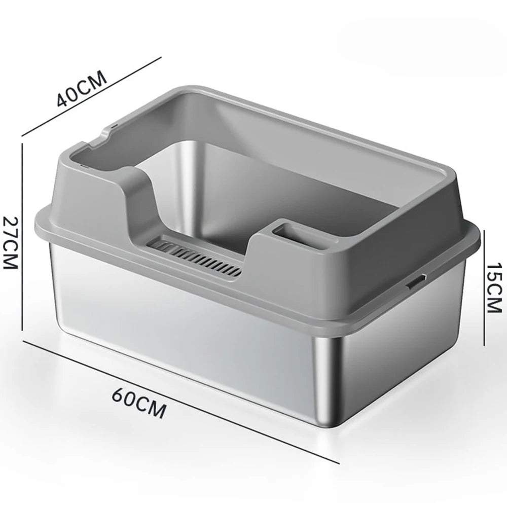 Stainless Steel no mess-Cat Litter Box with Lid and Scoop