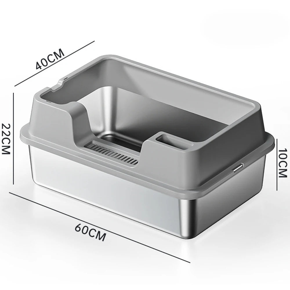 Stainless Steel no mess-Cat Litter Box with Lid and Scoop